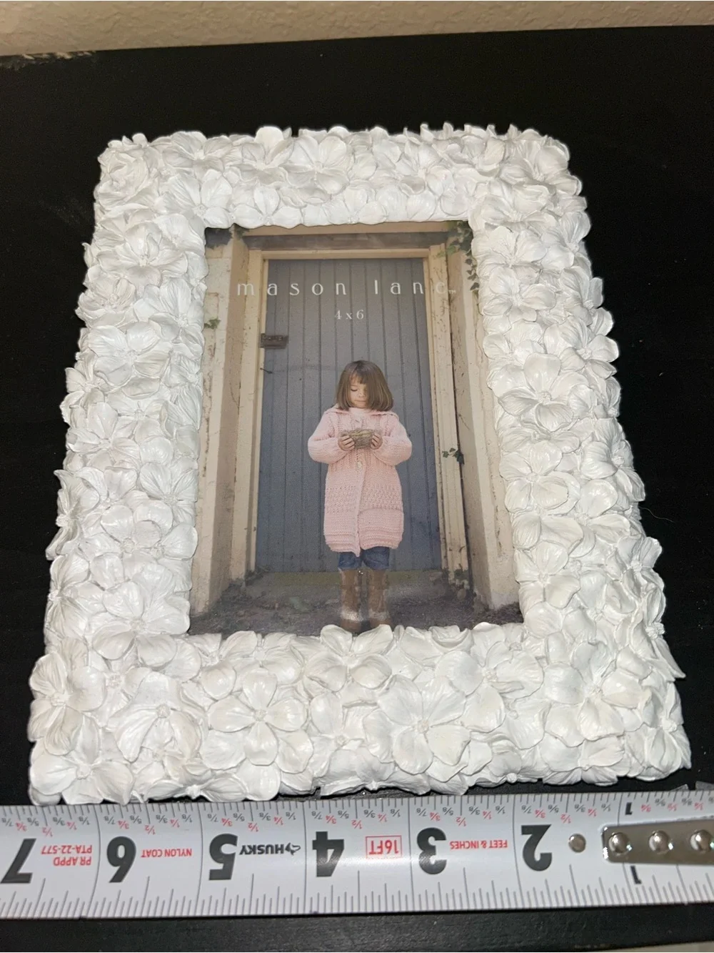 Shabby Chic White 3D Floral Resin Picture Frame Cottagecore Flower Coated
